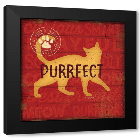 Purrrfect Cat Black Modern Wood Framed Art Print with Double Matting by Pugh, Jennifer