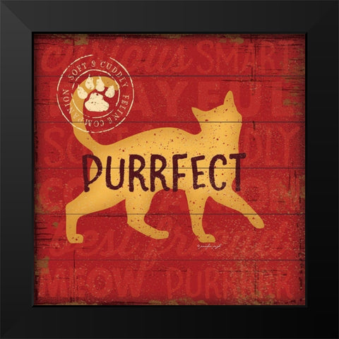 Purrrfect Cat Black Modern Wood Framed Art Print by Pugh, Jennifer