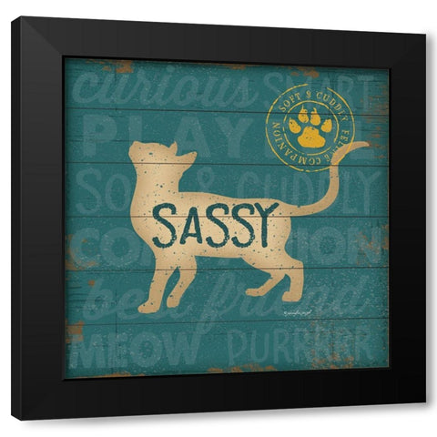 Sassy Cat Black Modern Wood Framed Art Print with Double Matting by Pugh, Jennifer