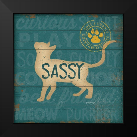 Sassy Cat Black Modern Wood Framed Art Print by Pugh, Jennifer