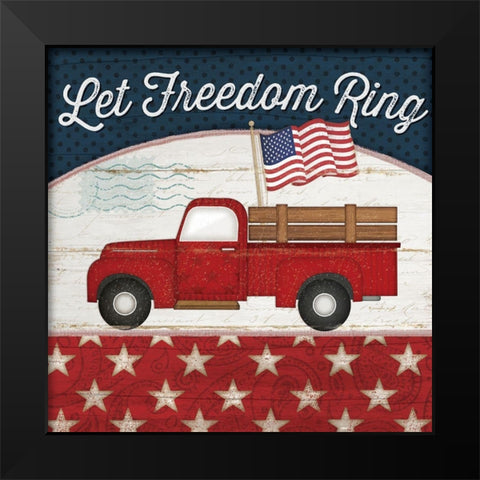 Let Freedom Ring Black Modern Wood Framed Art Print by Pugh, Jennifer