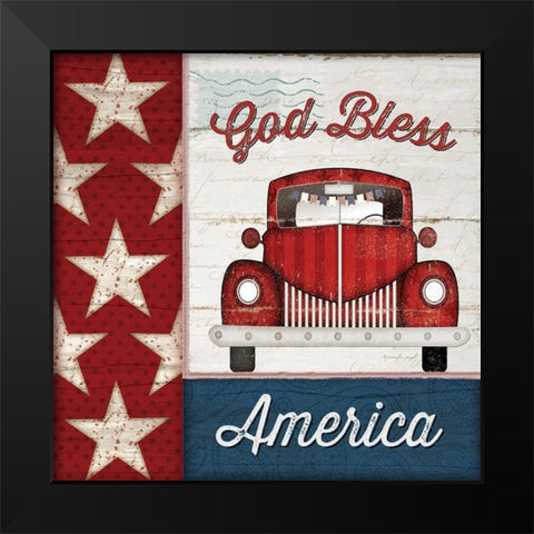 God Bless America Black Modern Wood Framed Art Print by Pugh, Jennifer