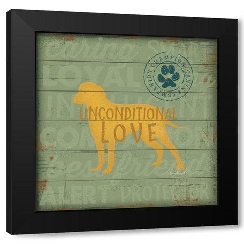 Unconditional Love Dog Black Modern Wood Framed Art Print with Double Matting by Pugh, Jennifer