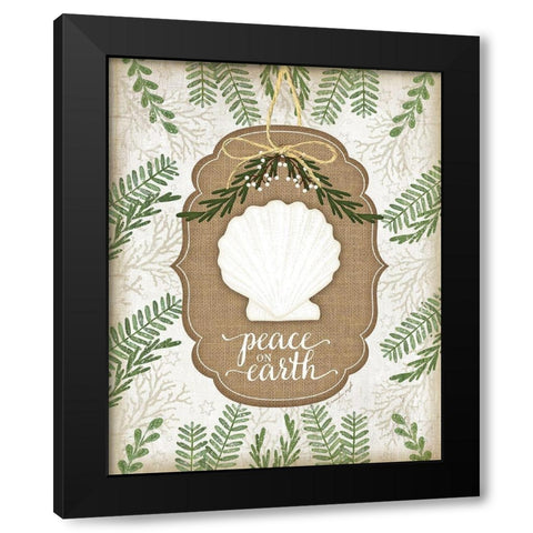 Coastal Christmas Peace Black Modern Wood Framed Art Print with Double Matting by Pugh, Jennifer