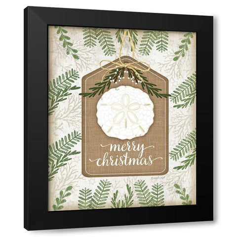 Coastal Christmas Merry Black Modern Wood Framed Art Print with Double Matting by Pugh, Jennifer