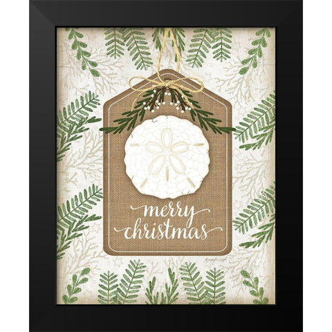 Coastal Christmas Merry Black Modern Wood Framed Art Print by Pugh, Jennifer