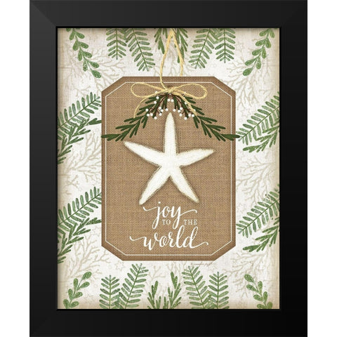 Coastal Christmas Joy Black Modern Wood Framed Art Print by Pugh, Jennifer