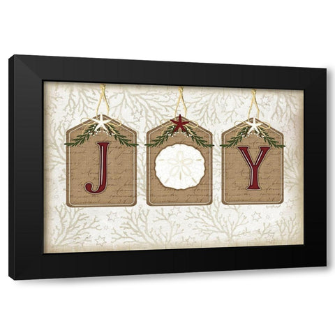 Coastal Christmas Joy Black Modern Wood Framed Art Print with Double Matting by Pugh, Jennifer