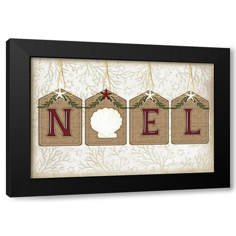 Coastal Christmas Noel Black Modern Wood Framed Art Print with Double Matting by Pugh, Jennifer