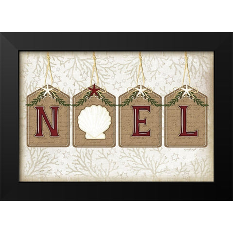 Coastal Christmas Noel Black Modern Wood Framed Art Print by Pugh, Jennifer