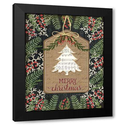 Merry Christmas Black Modern Wood Framed Art Print by Pugh, Jennifer