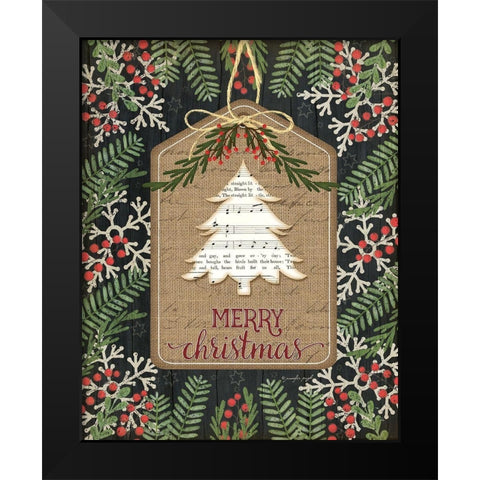 Merry Christmas Black Modern Wood Framed Art Print by Pugh, Jennifer