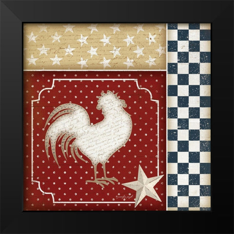 Red White and Blue Rooster IV Black Modern Wood Framed Art Print by Pugh, Jennifer