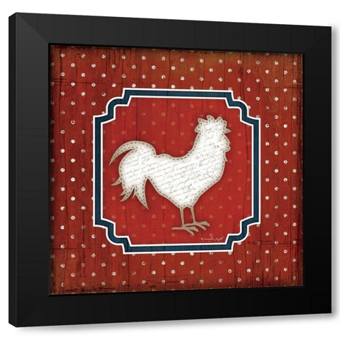 Red White and Blue Rooster IX Black Modern Wood Framed Art Print with Double Matting by Pugh, Jennifer