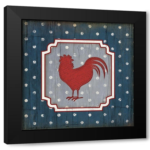 Red White and Blue Rooster X Black Modern Wood Framed Art Print with Double Matting by Pugh, Jennifer