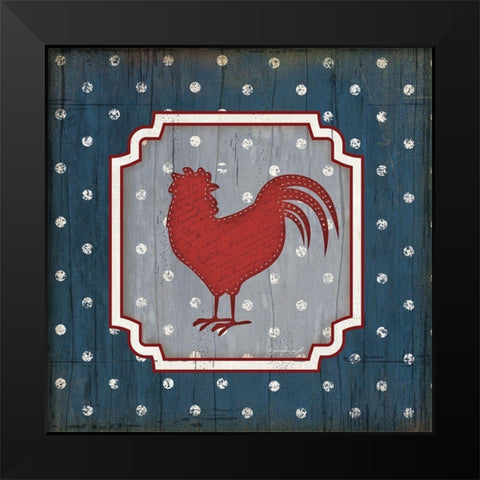 Red White and Blue Rooster X Black Modern Wood Framed Art Print by Pugh, Jennifer