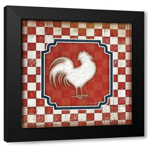 Red White and Blue Rooster XII Black Modern Wood Framed Art Print by Pugh, Jennifer