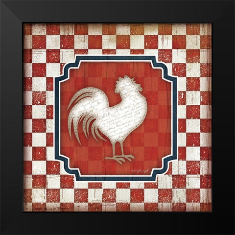 Red White and Blue Rooster XII Black Modern Wood Framed Art Print by Pugh, Jennifer