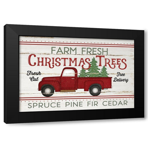 Vintage Truck Farm Christmas Trees Black Modern Wood Framed Art Print with Double Matting by Pugh, Jennifer