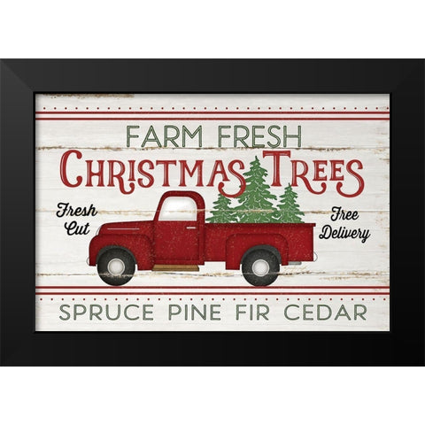 Vintage Truck Farm Christmas Trees Black Modern Wood Framed Art Print by Pugh, Jennifer