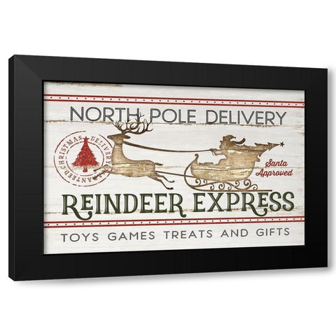 Reindeer Express Black Modern Wood Framed Art Print with Double Matting by Pugh, Jennifer