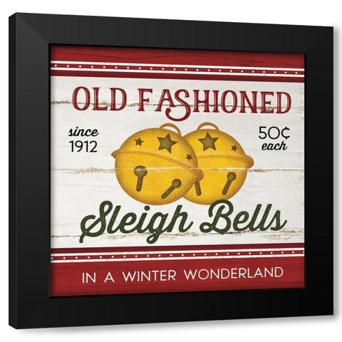 Sleigh Bells Black Modern Wood Framed Art Print with Double Matting by Pugh, Jennifer