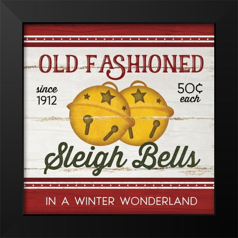 Sleigh Bells Black Modern Wood Framed Art Print by Pugh, Jennifer