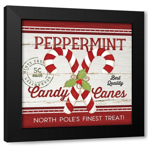 Candy Canes Black Modern Wood Framed Art Print with Double Matting by Pugh, Jennifer