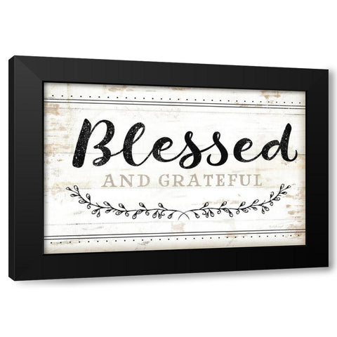 Blessed and Grateful Black Modern Wood Framed Art Print with Double Matting by Pugh, Jennifer