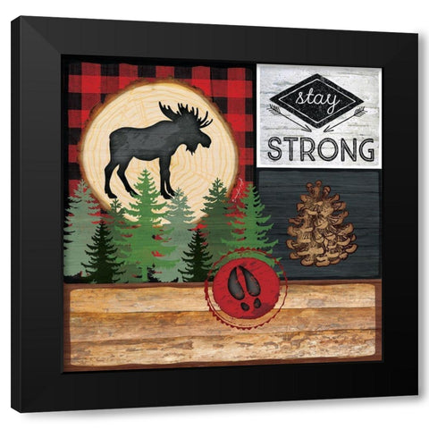 Stay Strong Black Modern Wood Framed Art Print with Double Matting by Pugh, Jennifer