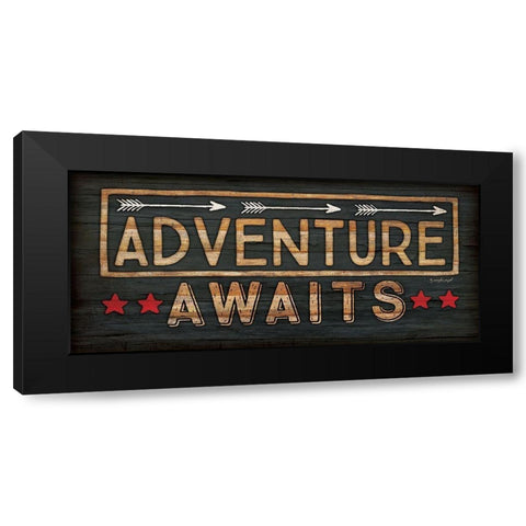 Adventure Awaits Black Modern Wood Framed Art Print with Double Matting by Pugh, Jennifer