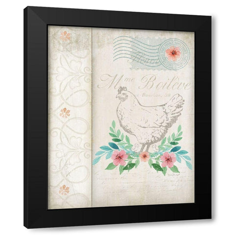 French Spring Chicken Black Modern Wood Framed Art Print with Double Matting by Pugh, Jennifer