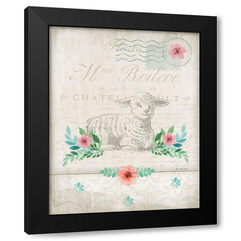 French Spring Lamb Black Modern Wood Framed Art Print with Double Matting by Pugh, Jennifer