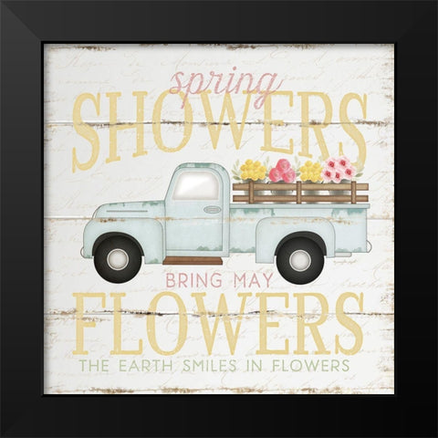 Spring Showers Truck Black Modern Wood Framed Art Print by Pugh, Jennifer