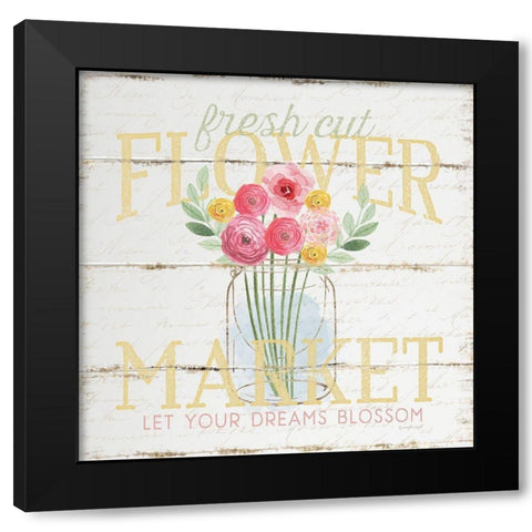 Flower Market Black Modern Wood Framed Art Print with Double Matting by Pugh, Jennifer