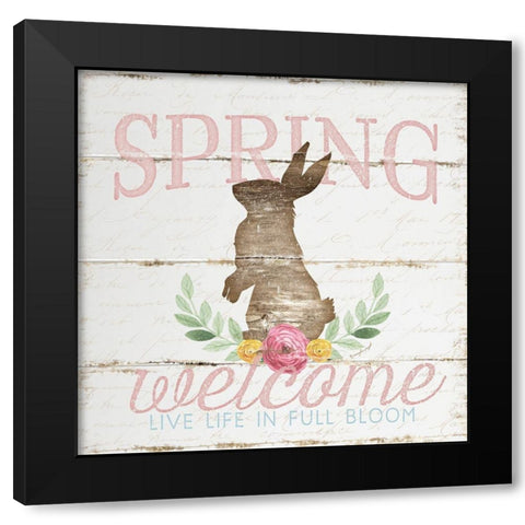 Spring Welcome Black Modern Wood Framed Art Print with Double Matting by Pugh, Jennifer