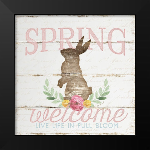 Spring Welcome Black Modern Wood Framed Art Print by Pugh, Jennifer