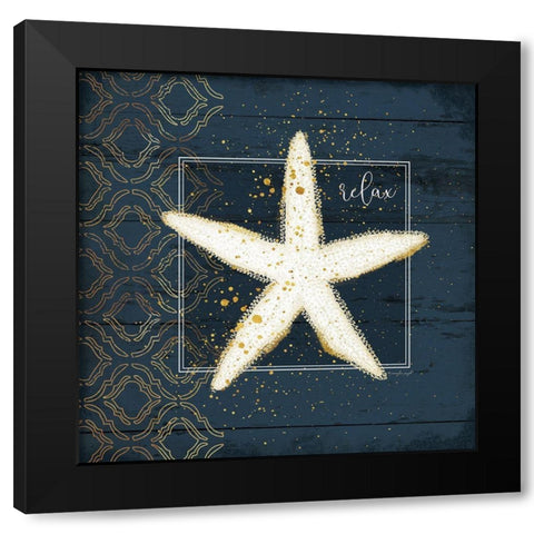 Relax Starfish Black Modern Wood Framed Art Print with Double Matting by Pugh, Jennifer