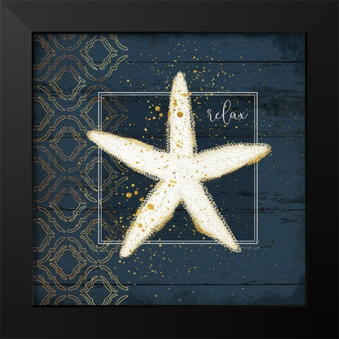 Relax Starfish Black Modern Wood Framed Art Print by Pugh, Jennifer