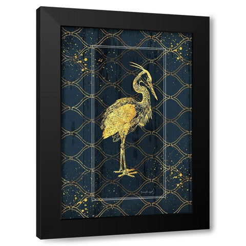 Gold Bird Black Modern Wood Framed Art Print by Pugh, Jennifer