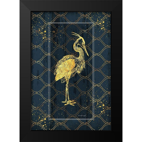 Gold Bird Black Modern Wood Framed Art Print by Pugh, Jennifer