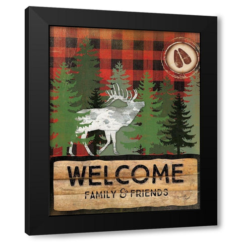 Cabin Welcome Plaid I Black Modern Wood Framed Art Print with Double Matting by Pugh, Jennifer