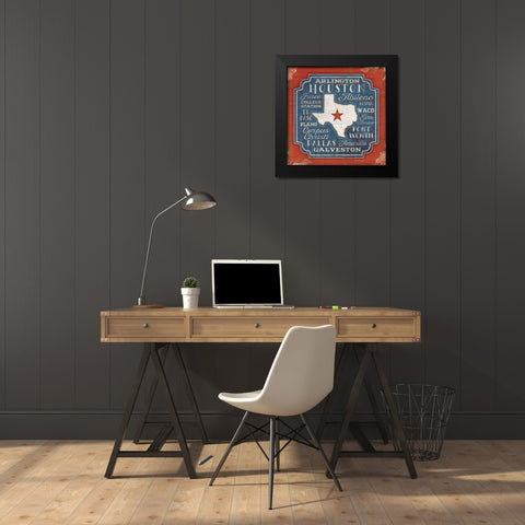 Godbless Texas Black Modern Wood Framed Art Print by Pugh, Jennifer