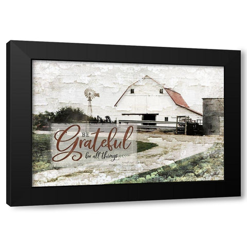 Be Grateful Black Modern Wood Framed Art Print with Double Matting by Pugh, Jennifer