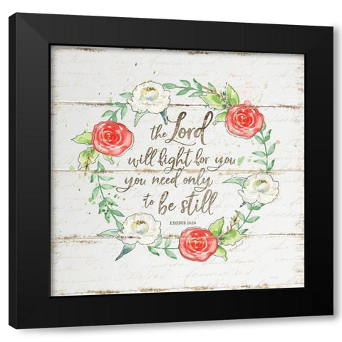 Be Still Wreath Black Modern Wood Framed Art Print with Double Matting by Pugh, Jennifer