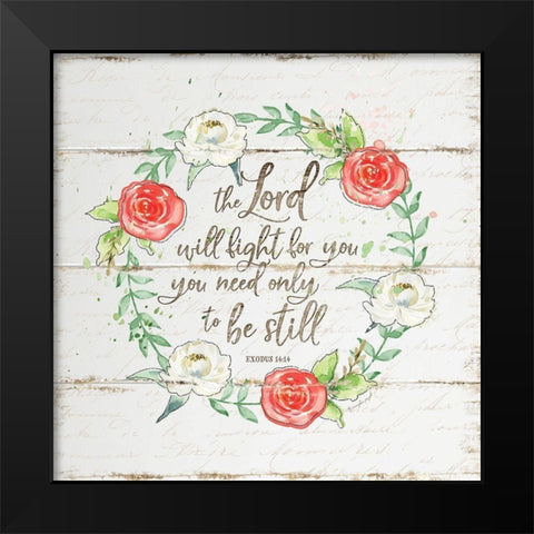 Be Still Wreath Black Modern Wood Framed Art Print by Pugh, Jennifer