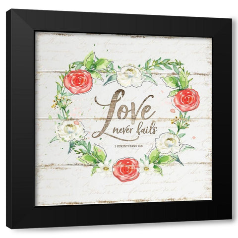 Love Wreath Black Modern Wood Framed Art Print by Pugh, Jennifer