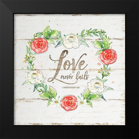 Love Wreath Black Modern Wood Framed Art Print by Pugh, Jennifer