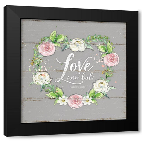 Love Wreath - Gray Black Modern Wood Framed Art Print with Double Matting by Pugh, Jennifer