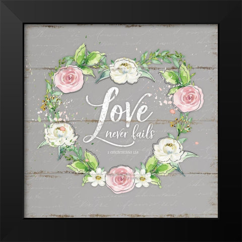 Love Wreath - Gray Black Modern Wood Framed Art Print by Pugh, Jennifer